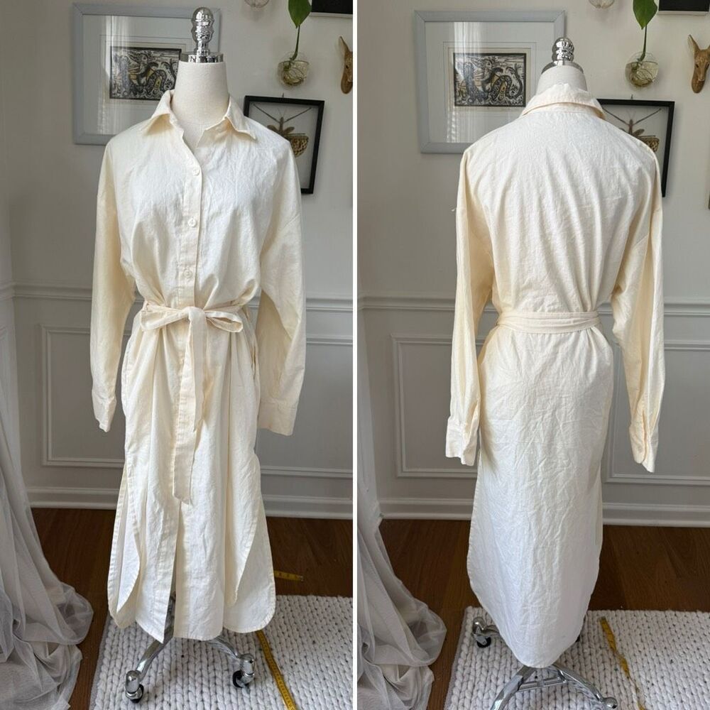 NWOT Vitamin A Off White Cotton Shirt Dress Maxi S